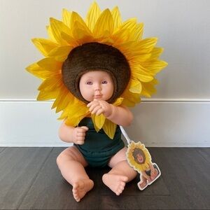 Anne Geddes Doll Sunflower Baby Purple Eyes 2000 Unimax 14" Tall